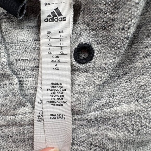 Adidas Hoodie‎ Men’s L Gray Heathered Sweatshirt Logo Athleisure Active Pullover - Picture 9 of 14